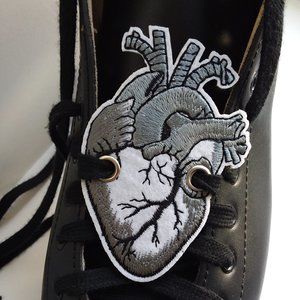 2/$18 Silver reflective heart roller skate shoelace lock patch charm